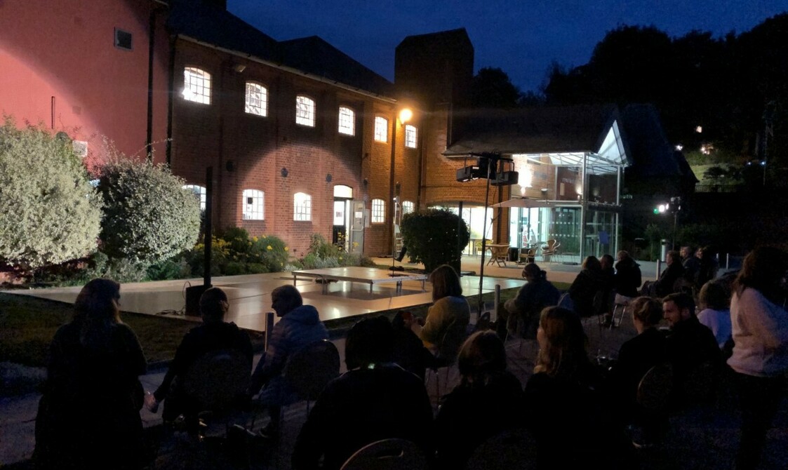 All set for stand-up comedy outside the maltings