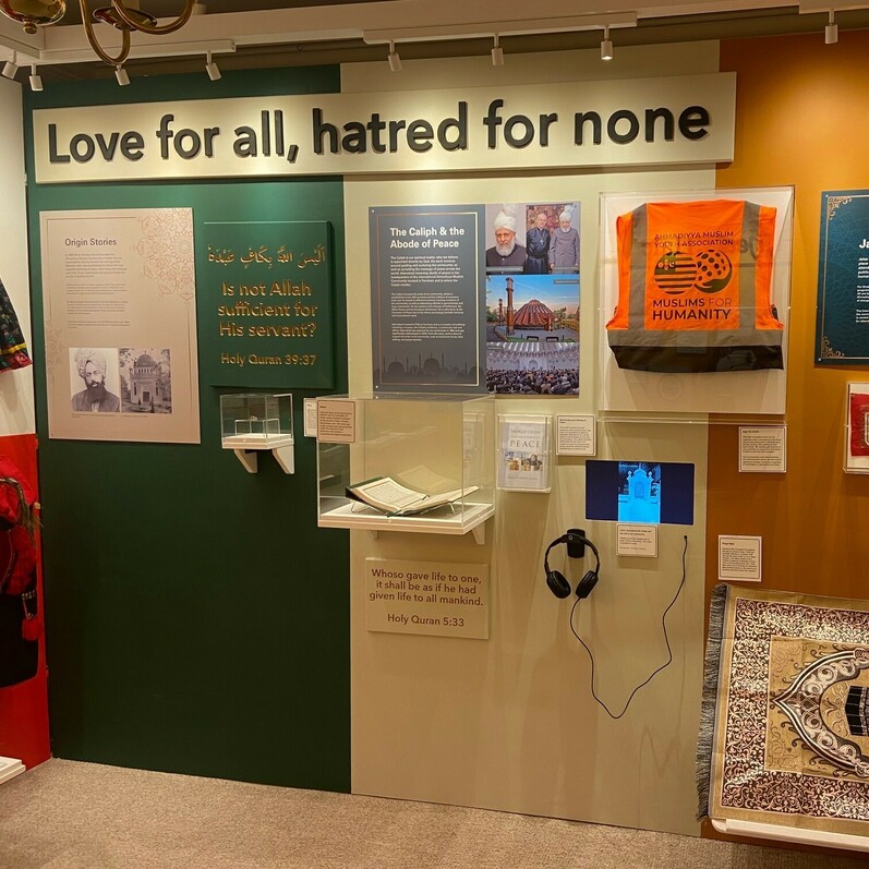 A collection of items displayed in a museum