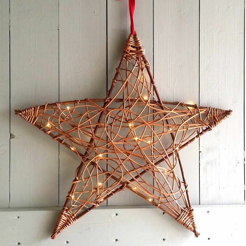 A woven Willow Christmas star decoration