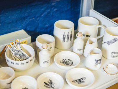 Assortment of crockery in the Maltings Store