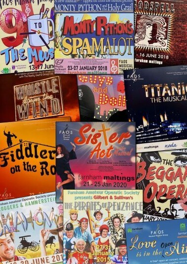 A collage of record covers showing the productions of FAOS.