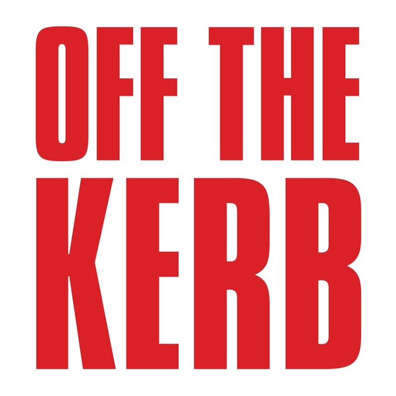 White Logo with red text: Off the kerb