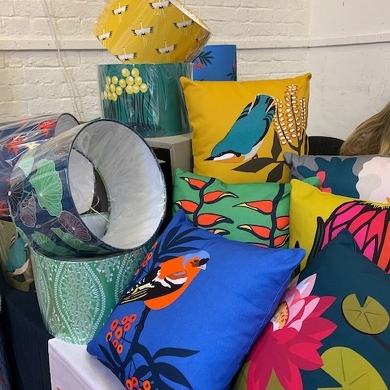 Market Stall with colorful cushions and lampshades